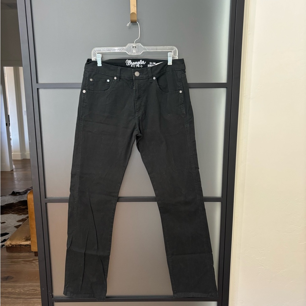 Wrangler Retro Men's Black Slim Straight Jeans size 32x34